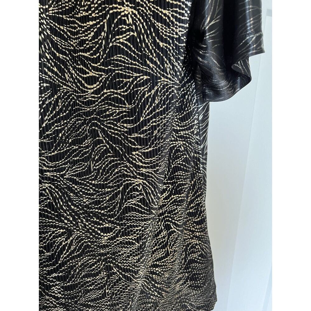 Vintage The Villager Women's Blouse Large Art Deco Party Black Metallic - Picture 5 of 10